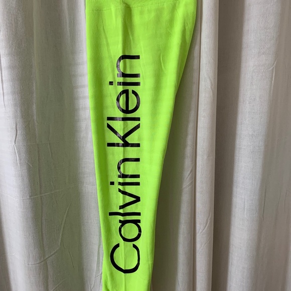 Calvin Klein Women’s Neon Yellow Joggers Sweatpants Size M | Logo Lounge Pants - Picture 1 of 5